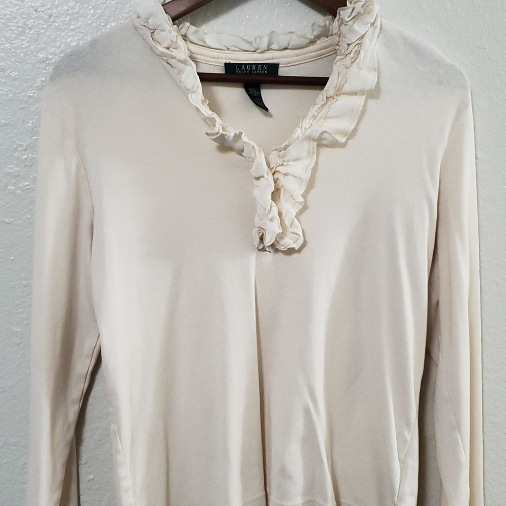 Women's Large Ralph Lauren Ruffle Collar Blouse
